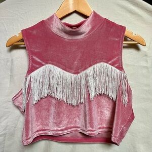 Fashion Brand Company Pink Cowboy Fringe Crop Top